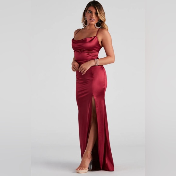 Windsor Dresses & Skirts - Windsor Formal Satin Dress- Burgundy: Size Small